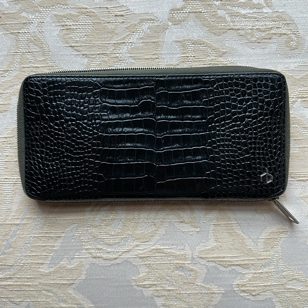 Rag and Bone Patent Leather Crocco Zip Around Wallet